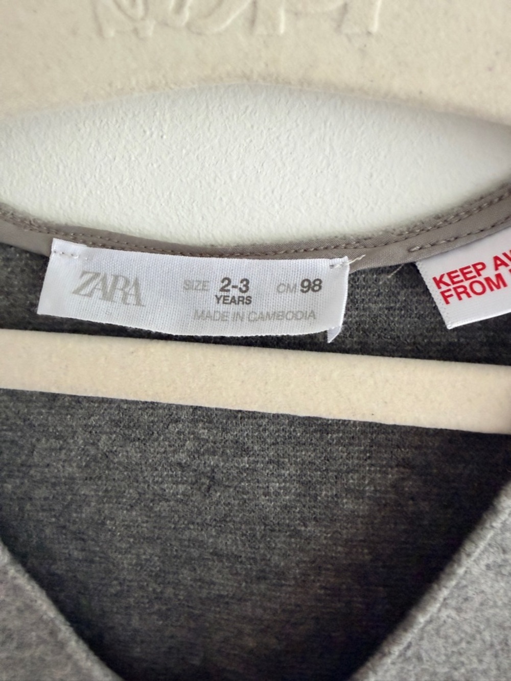 Soft Grey Felt Shift Dress Zara Size 2-3 Years - Picture 2 of 3